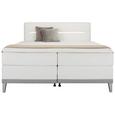 Boxspringbett Weiß/Hellgrau 180x200cm - Hellgrau/Weiß, KONVENTIONELL, Textil (180/200cm) - Premium Living