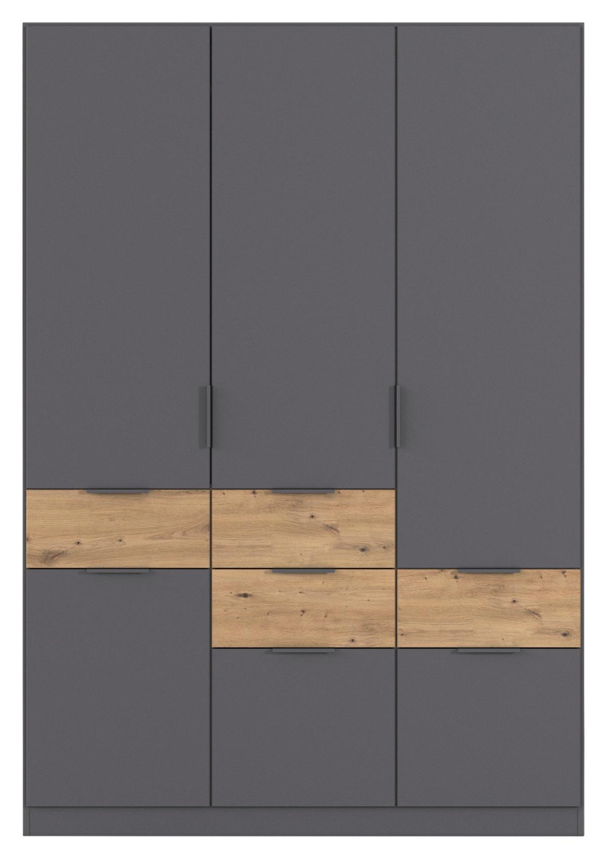 Omara S Klasičnimi Vrati Luca, Siva, Barva Hrasta - siva/hrast artisan, Konvencionalno, kovina/leseni material (136/197/54cm) - Xora