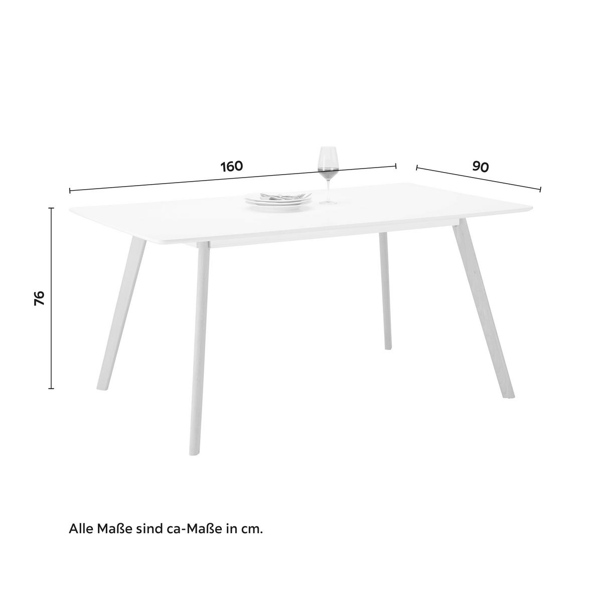 Esstisch Frieda in Holz Buche massiv ca. 160x75 cm - Buchefarben/Weiß, MODERN, Holz/Holzwerkstoff (160/90/75cm) - Bessagi Home