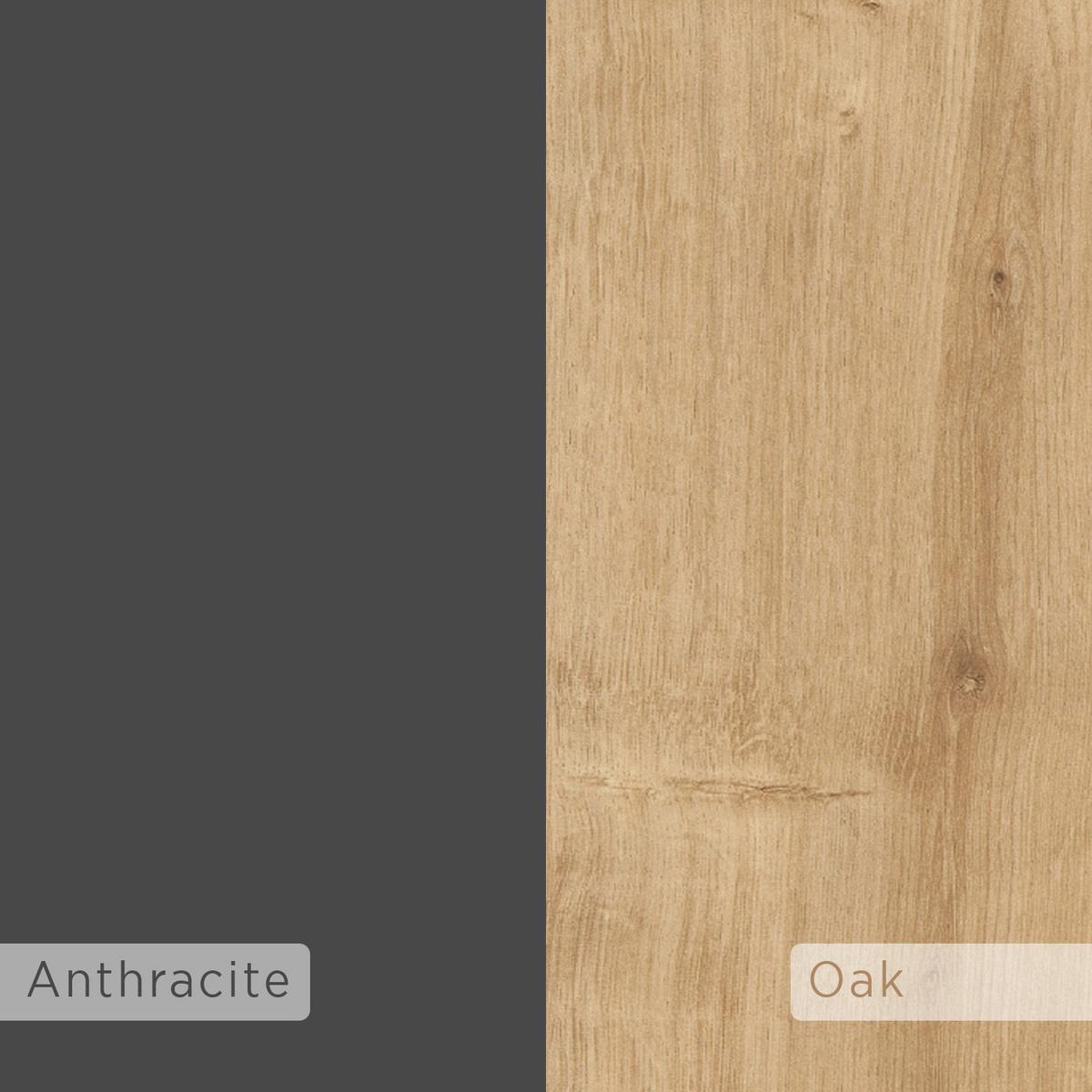 SCHREIBTISCH COWORK WORKING TABLE - Eichefarben/Anthrazit, Design, Holzwerkstoff (94/50/91cm) - Livetastic