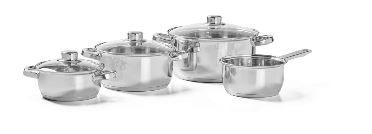ZESTAW GARNKÓW OLAV - kolor stalowy/przejrzysty, Basics, metal/szkło - Homeware Profession.