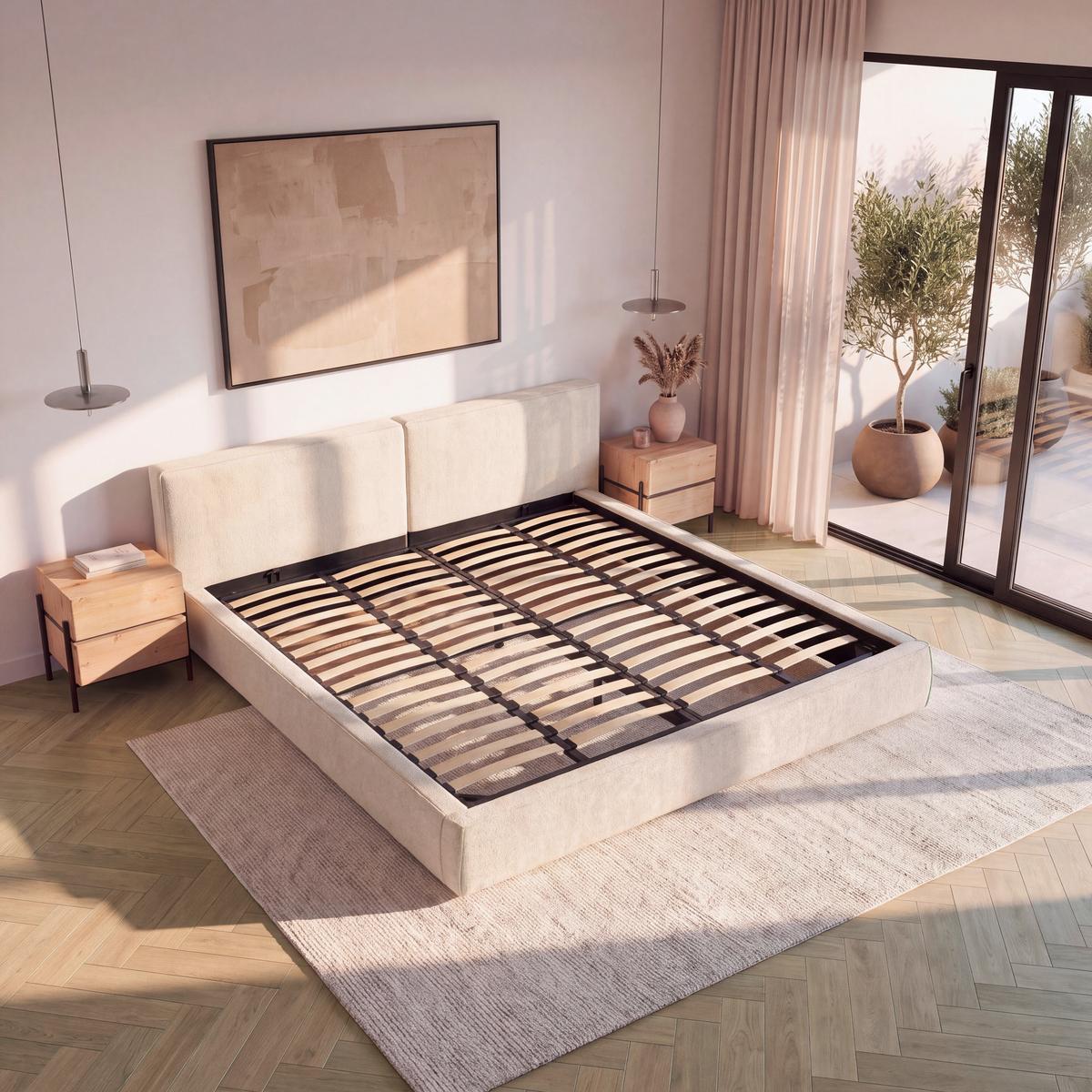 Familienpolsterbett Serena Elfenbein ca. 270x200 cm - Elfenbein/Schwarz, MODERN, Holz/Kunststoff (270/200cm) - Bessagi Home