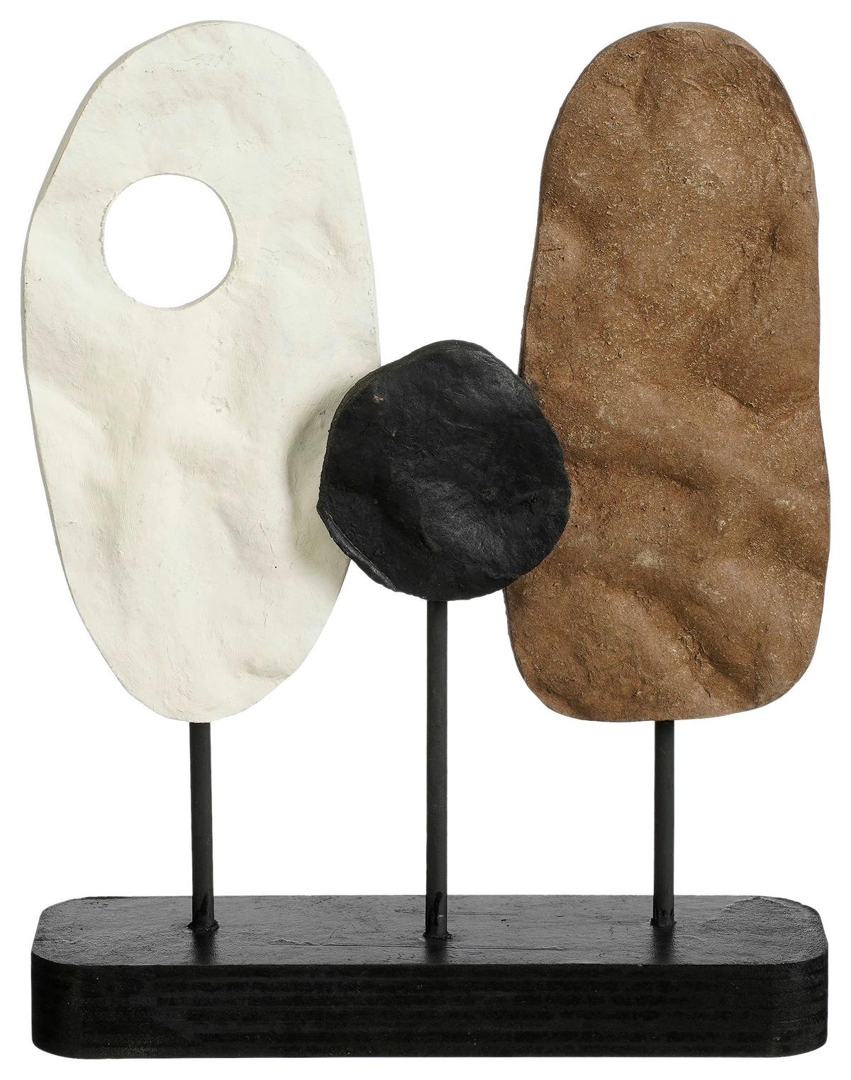 Skulptur Mette Braun/Schwarz/Weiß - Schwarz/Braun, MODERN, Papier (26,5/33/7,5cm) - Modern Living
