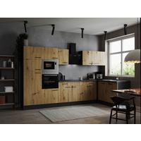 Kotna Kuhinja Z Aparati Oliver, 340x172cm - črna/siva, Design, kovina/leseni material (340/172cm) - Respekta