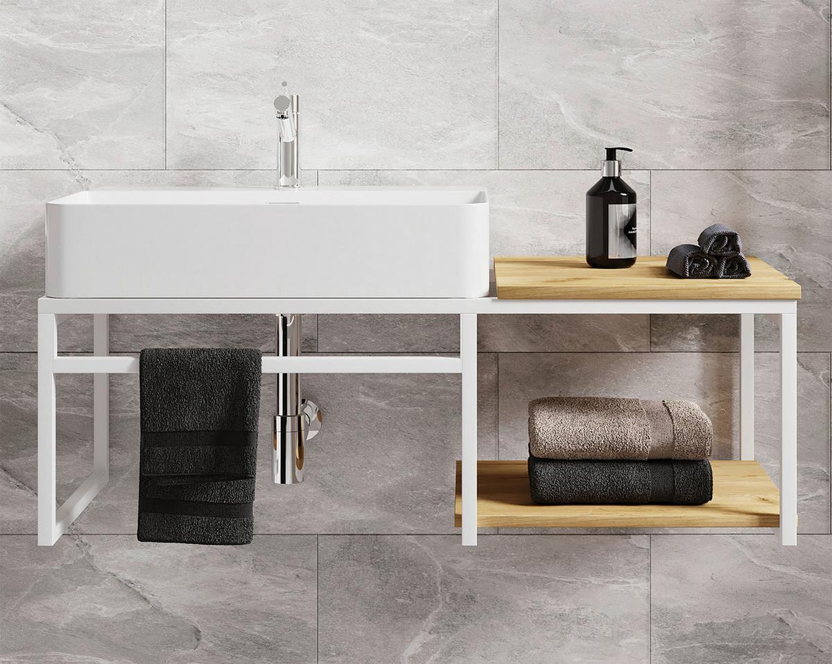 WASCHTISCHKOMBI 2-TLG. WASCHPLATZ "BITILA 100" - Honigeiche/Weiss, Modern, Keramik/Holzwerkstoff (100cm) - MID.YOU