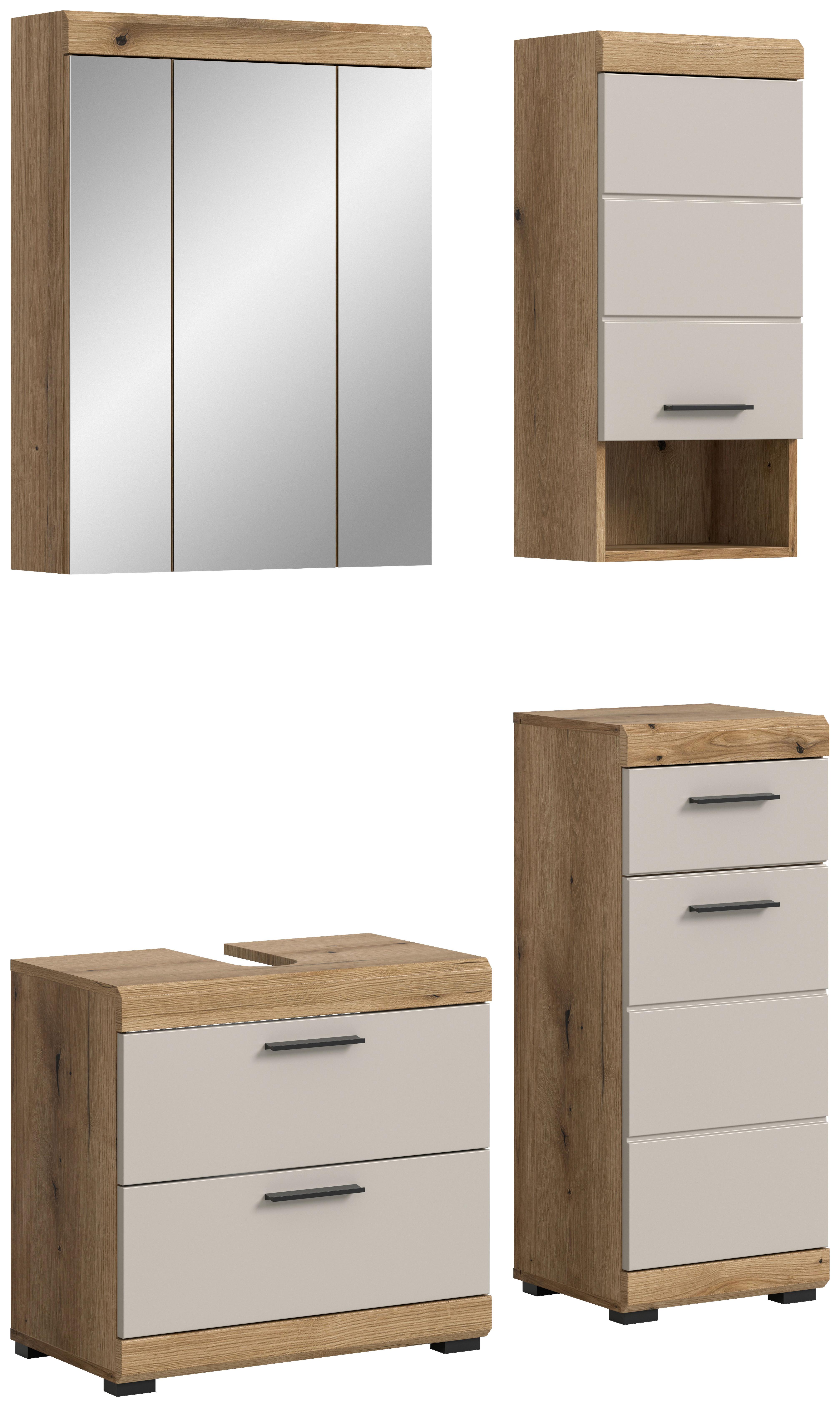 Badezimmer Scout 4-tlg. ca. 97 cm Kaschmir - Kaschmir/Schwarz, MODERN, Glas/Holzwerkstoff (97cm) - MID.YOU