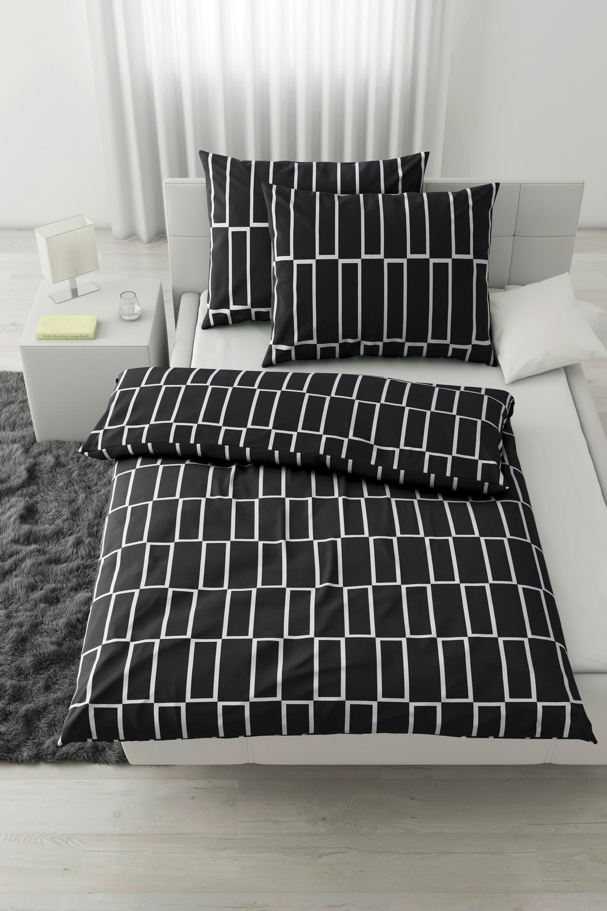 Posteljnina Brigg, Več Barv, 2x60/80, 200/200 - rjavosiva/črna, tekstil (200/200cm) - Modern Living