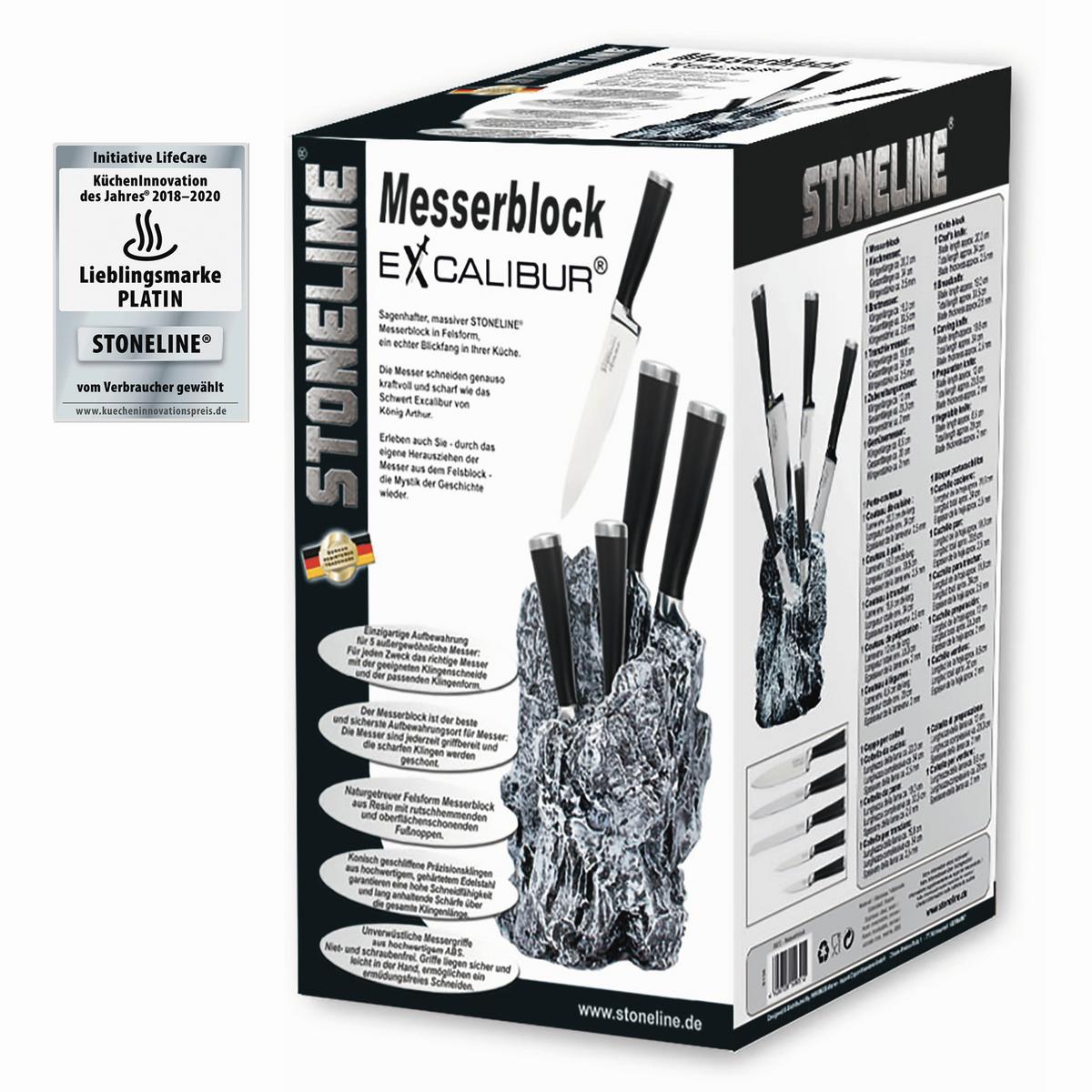 Messerblock Anthrazit, 6-teilig - Anthrazit, Basics, Metall (23,5/39cm) - Stoneline