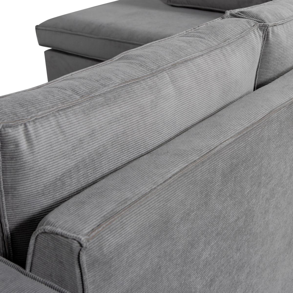 Ecksofa Thomas Dunkelgrau S: 197x283cm - Dunkelgrau/Schwarz, Design, Kunststoff/Textil (197/283cm) - Livetastic