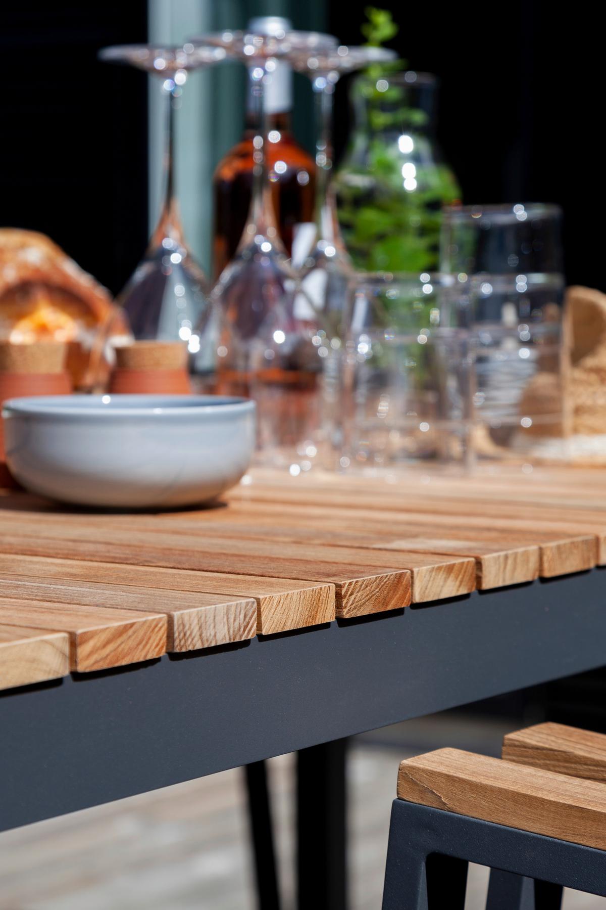 Gartentisch Mood Extreme Teakholz/Anthrazit rostfrei - Anthrazit/Teakfarben, KONVENTIONELL, Holz/Metall (167,5/100/74cm) - Gardenson