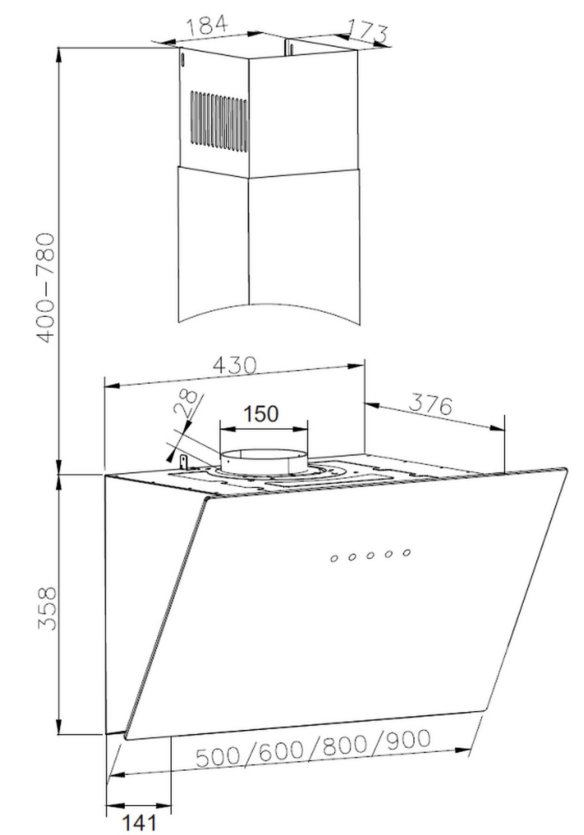 Dunstabzugshaube 60290, Ab-/Umluftbetrieb - Schwarz, MODERN, Glas (60/75,8-113,8/37,6cm) - Mican