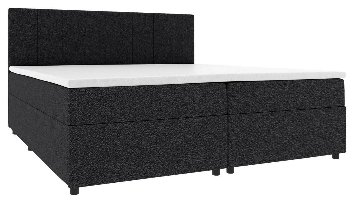 Boxbett Odin Schwarz ca. 160x200cm - Schwarz, KONVENTIONELL, Kunststoff/Textil (160/200cm) - Based