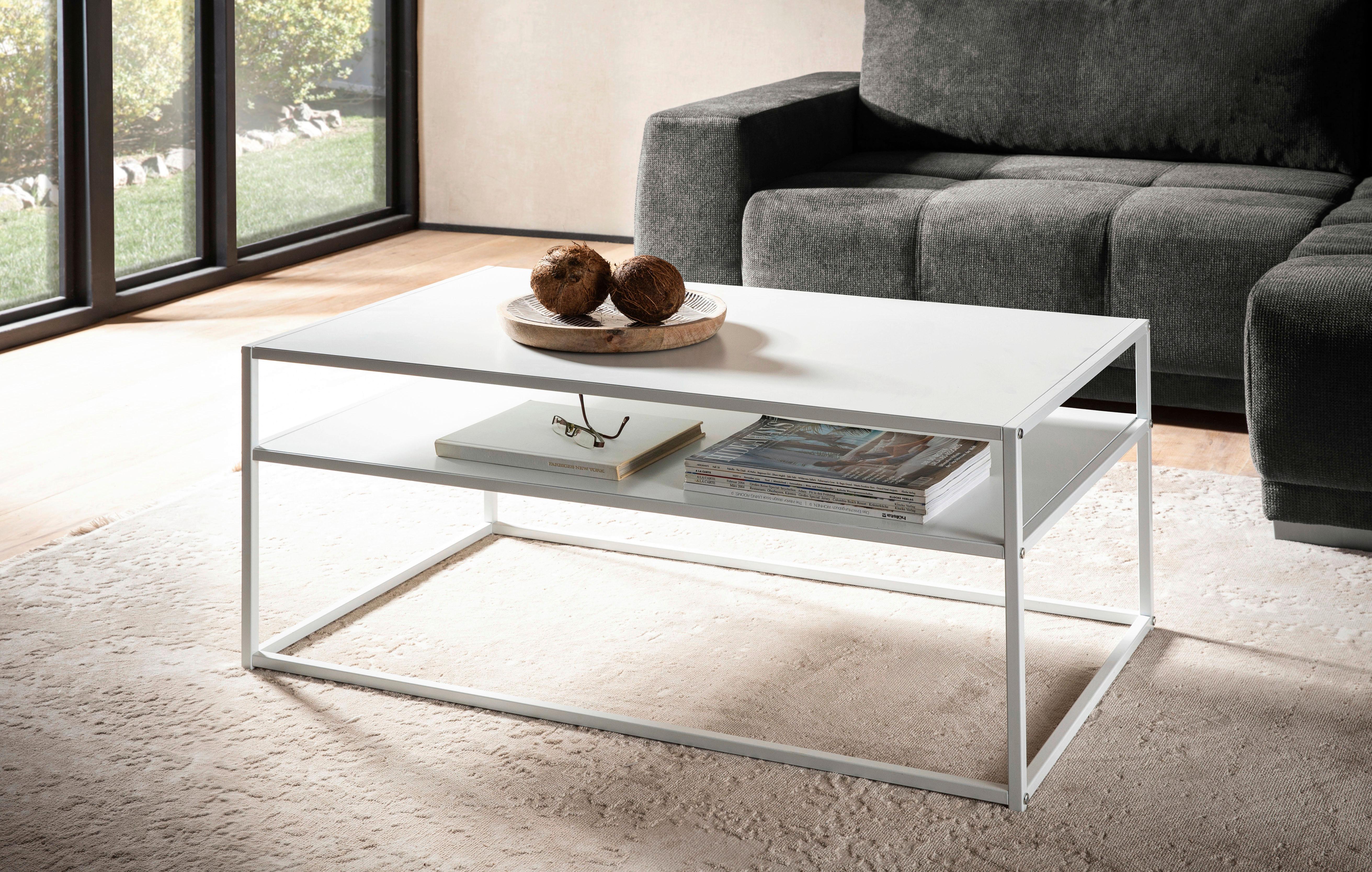 COUCHTISCH WL6.897 - Weiss, Design, Metall (100/60/45cm) - MID.YOU