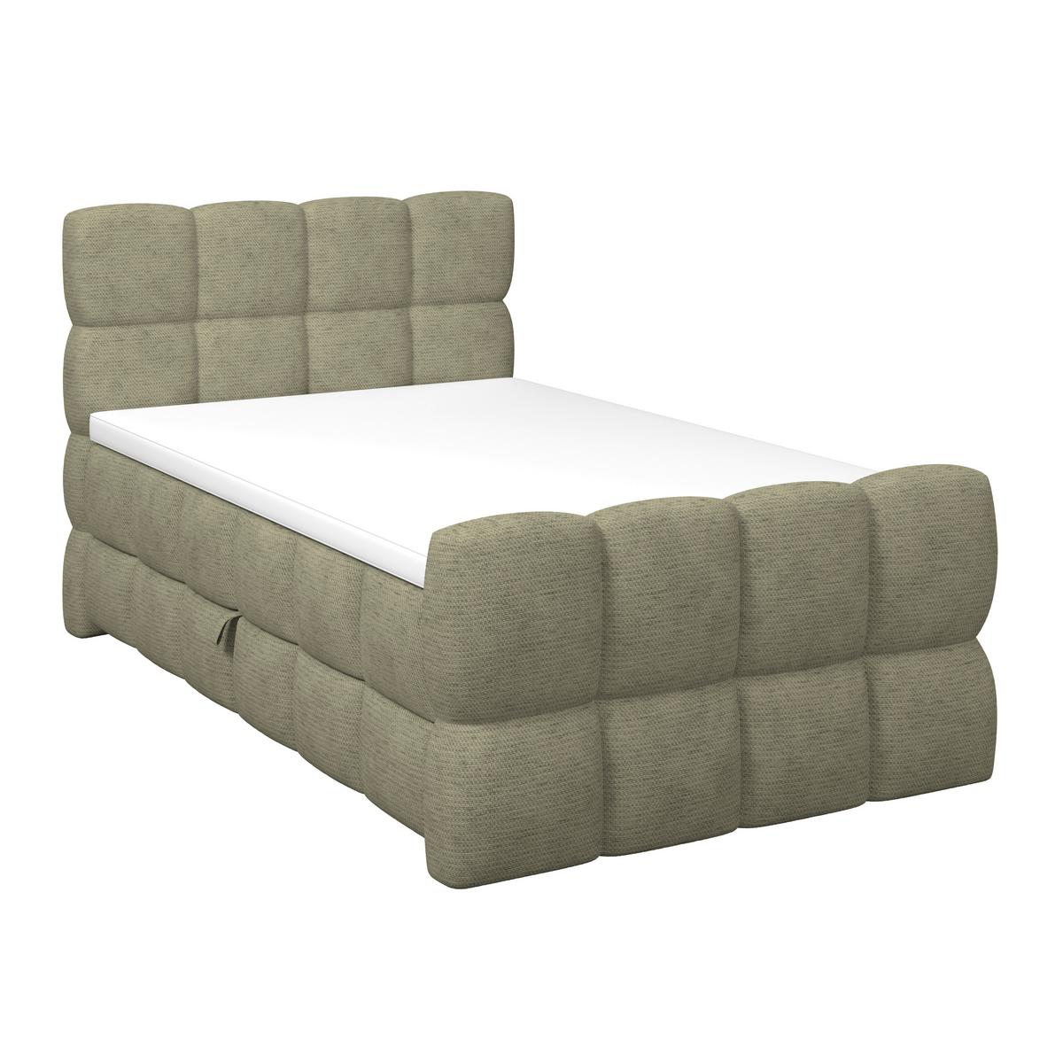 Postelja Boxspring Brisbane, Zelena, 140x220 - črna/zelena, Trend, kovina/umetna masa (140/220cm) - Premium Living