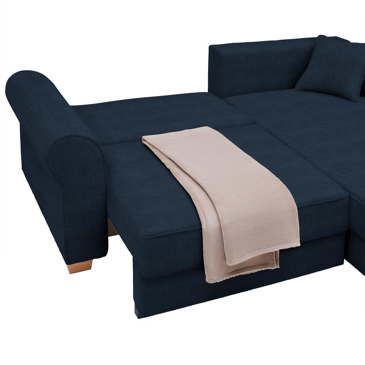 Wohnlandschaft Angelo Dunkelblau - Dunkelblau, MODERN, Holz/Holzwerkstoff (255/92/185cm) - Mömax