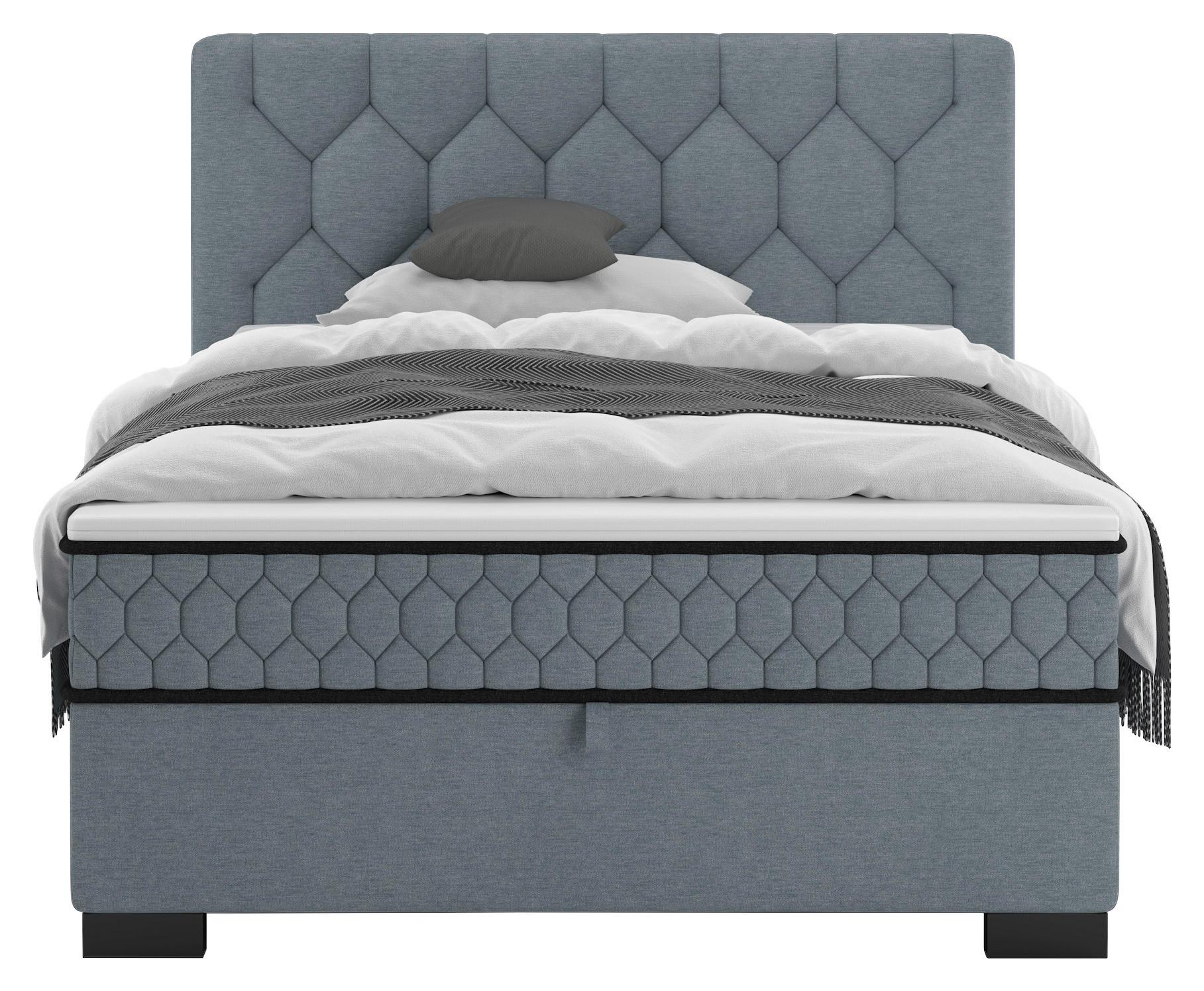 Boxbett Maya D Blau ca. 140x200cm - Blau/Schwarz, KONVENTIONELL, Holz/Holzwerkstoff (140/200cm) - Mömax