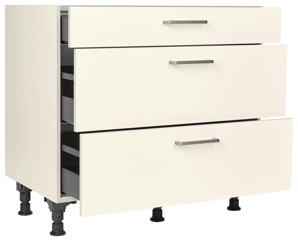 Schubkastenunterschrank Touch Magnolie - Edelstahlfarben/Magnolie, MODERN, Holzwerkstoff/Metall (90/87/56cm) - Nobilia