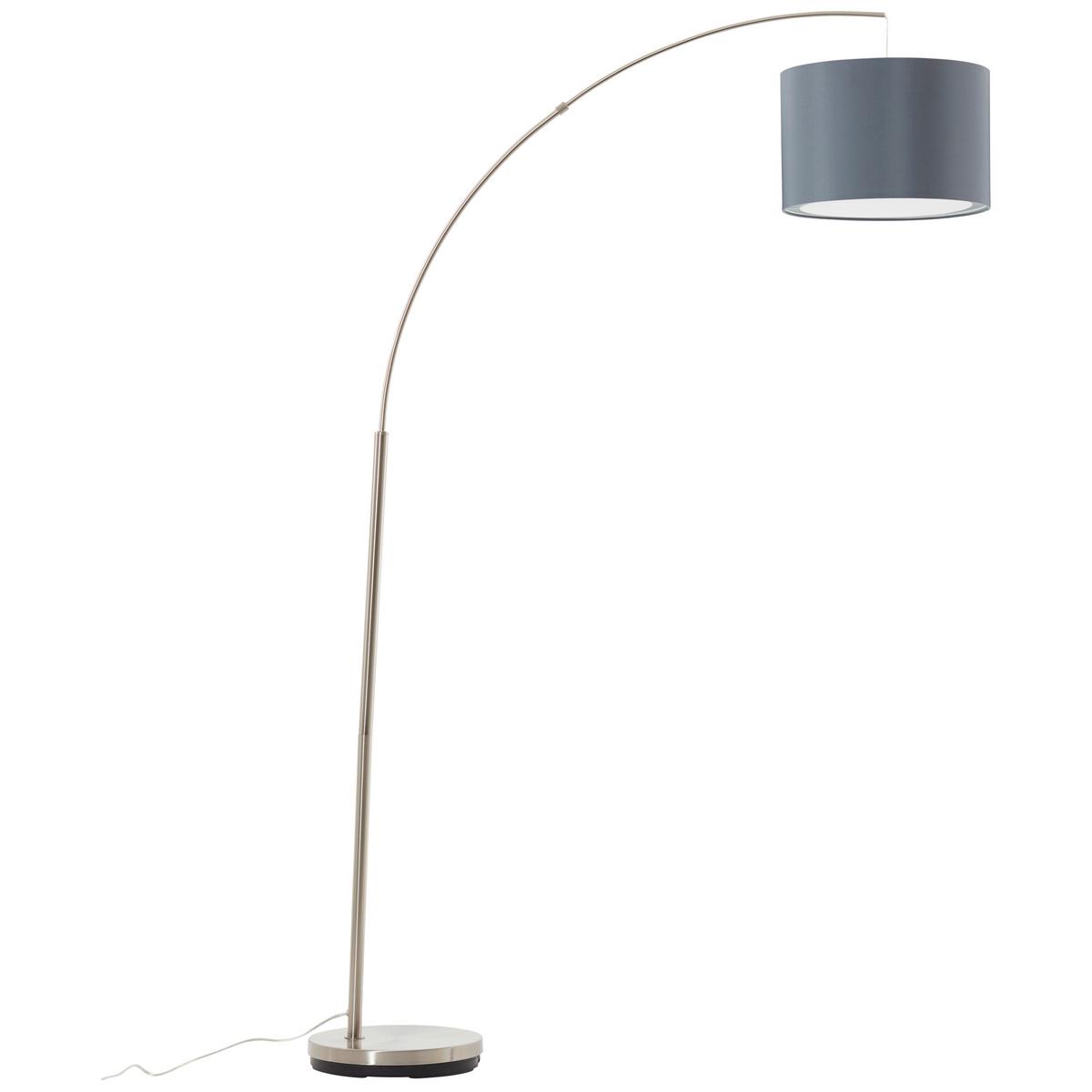 Bogenleuchte Clarie max. 60 Watt - Silberfarben/Hellgrau, Design, Textil/Metall (36/180cm) - Brilliant