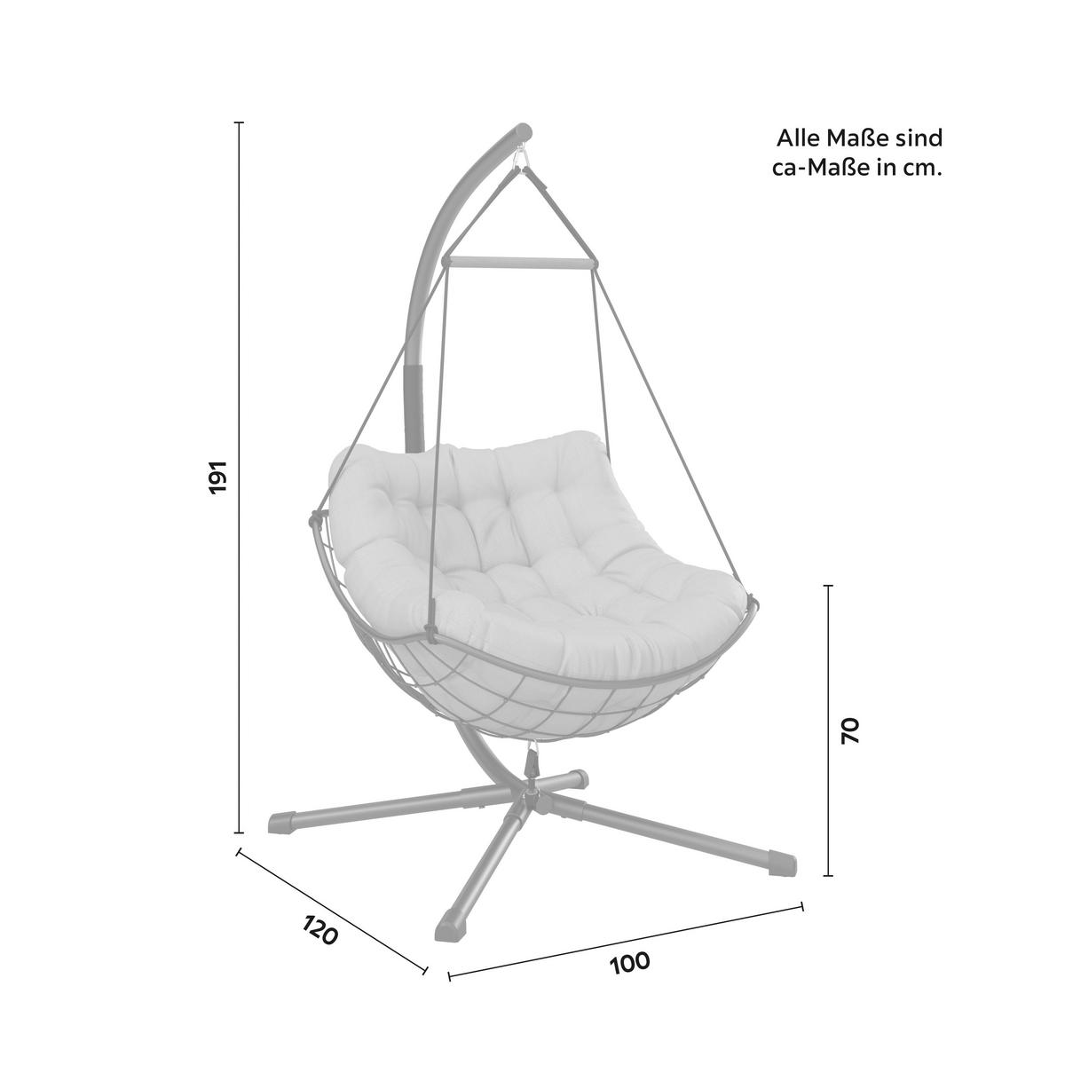 Viseči Stol Rom, Antracit, Svetlo Siva - barva oreha/antracit, Moderno, kovina/tekstil (100/191/120cm) - Mömax