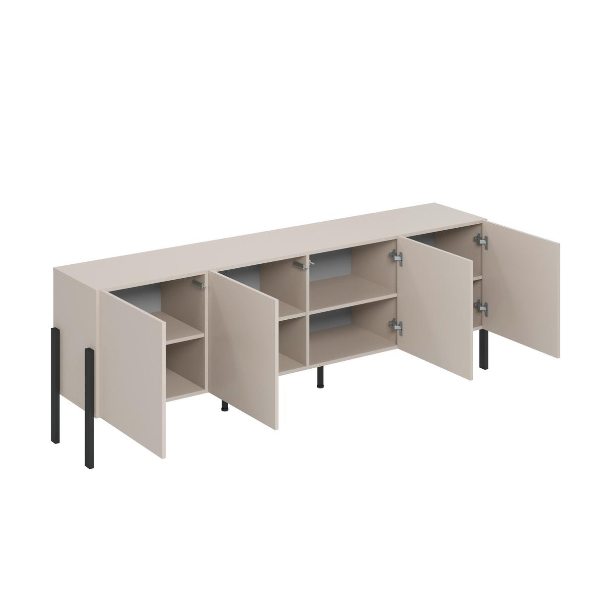 Komód Jukon - kasmírszínű, Modern, faalapú anyag (204/70/40cm)