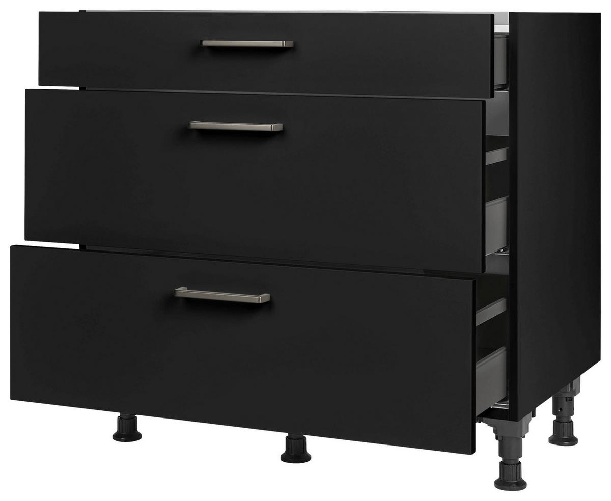 Kochfeldumbauschrank Touch Schwarz - Edelstahlfarben/Schwarz, MODERN, Holzwerkstoff/Metall (90/87/56cm) - Nobilia