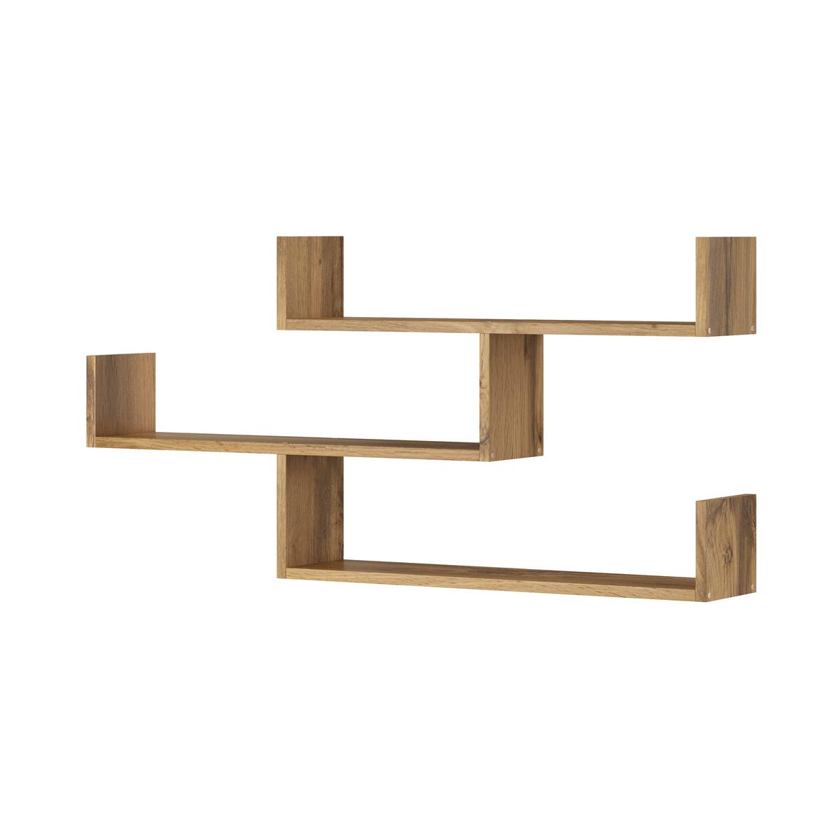 Stenski Regal Trio, Barva Hrasta - hrast wotan, Basics, leseni material (119,1/55/18cm) - P & B