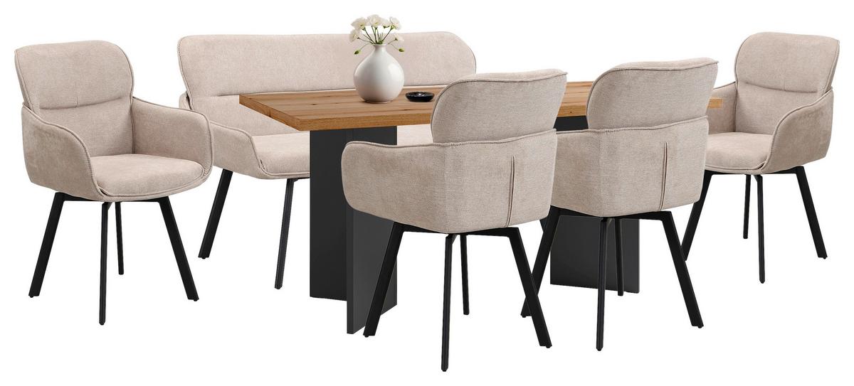 STUHL RICO - Taupe/Schwarz, MODERN, Textil/Metall (61/90/63cm) - MID.YOU