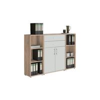 Aktenschrank Office Edition Sw Set 13 Weiß/Sonoma Eiche - Weiß/Sonoma Eiche, MODERN, Holzwerkstoff (172,6/113,6/33cm) - MID.YOU