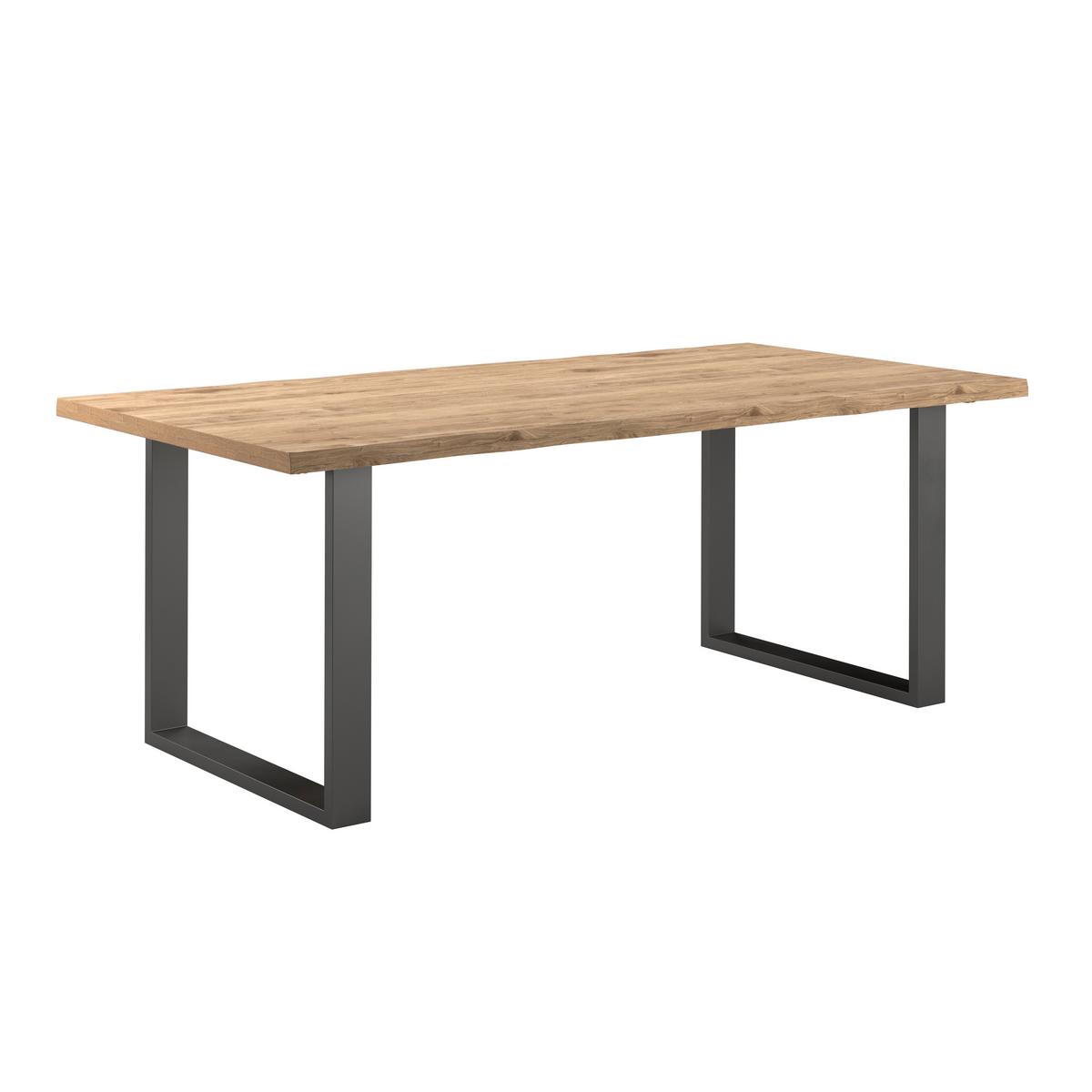 Masă WOOD 200 - culoare natur/negru, Konventionell, lemn/metal (200/75/100cm) - James Wood