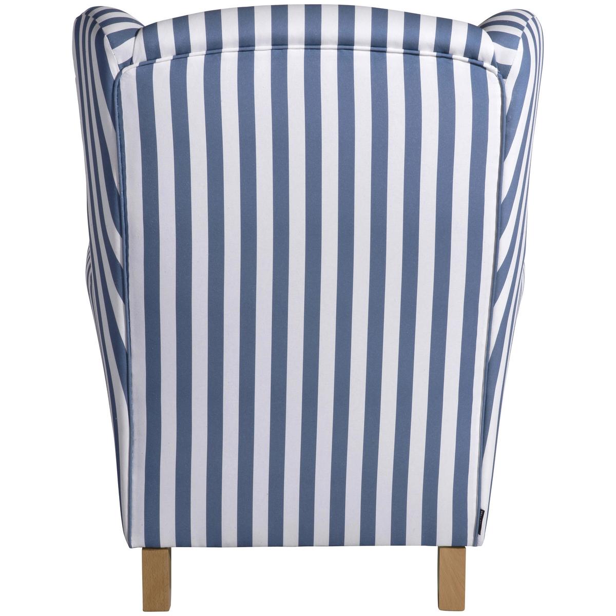 Ohrensessel ''Lorris'', Blau/Weiß - Blau/Eichefarben, KONVENTIONELL, Holz/Textil (77/103/86cm) - Max Winzer