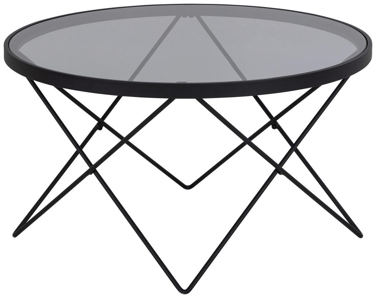 Măsuță de cafea CUXTON - negru/gri, Design, sticlă/metal (80/45/80cm) - Modern Living