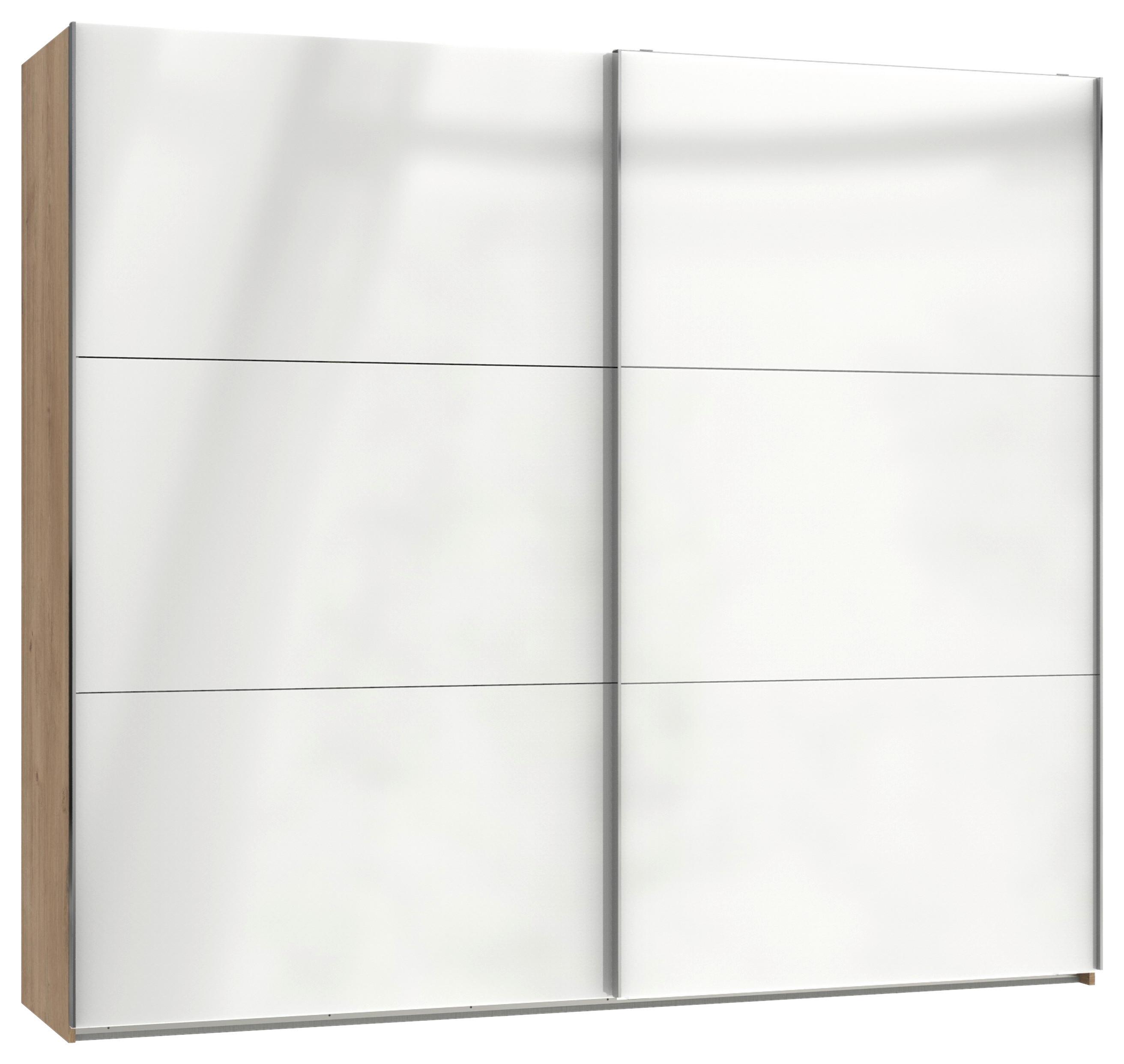 Schwebetürenschrank Level 36D ca. 250x216x65 cm Weiß - Chromfarben/Weiß Hochglanz, MODERN, Holzwerkstoff/Metall (250/216/65cm) - MID.YOU