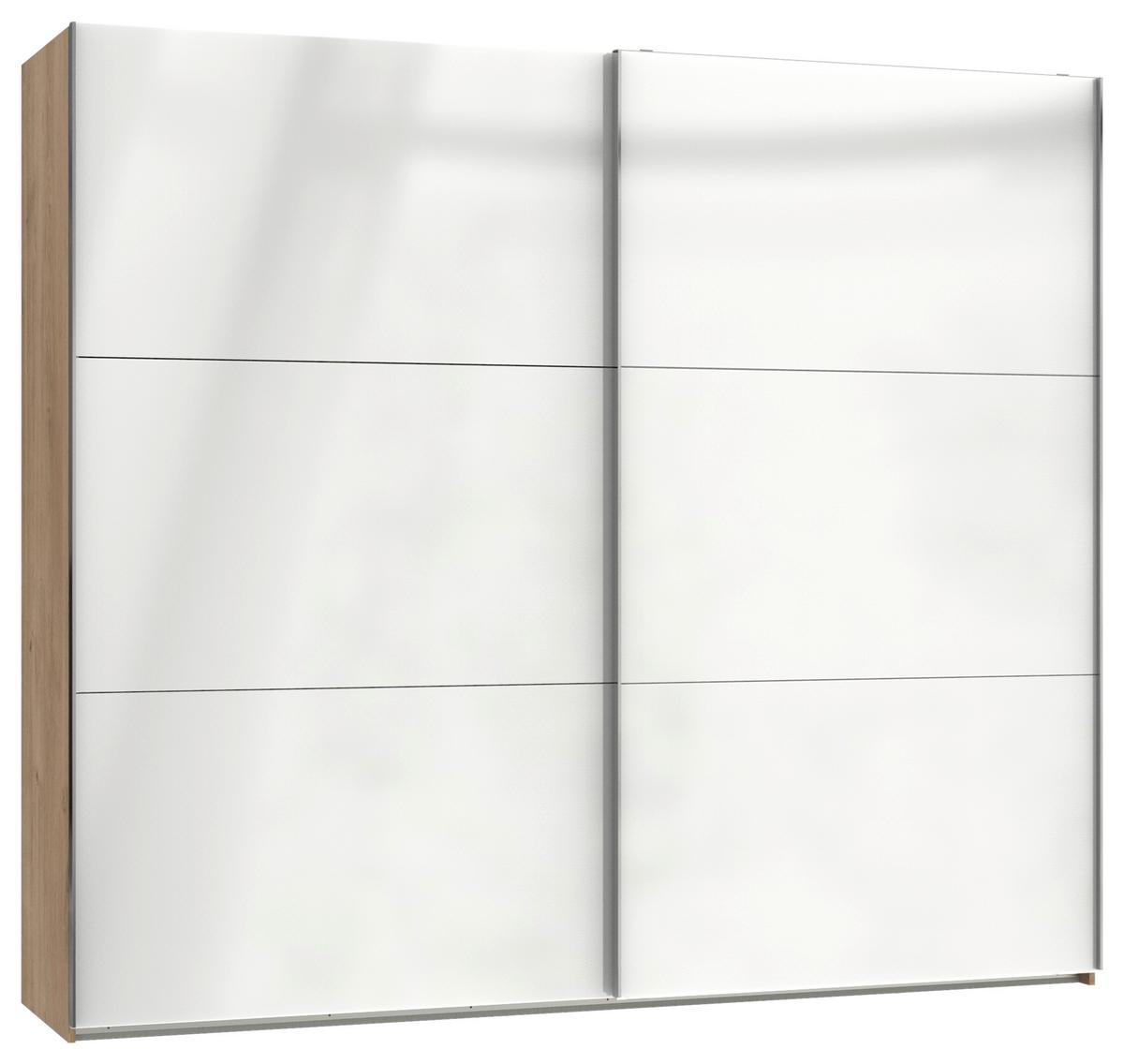 Ormar S Kliznim Vratima Level 36 D - boje hrasta/bijela visoki sjaj, Moderno, drvni materijal/metal (250/216/65cm) - Modern Living