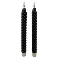 Led-es Hengergyertyaszett 2db/csomag Twist - fekete, Konventionell, műanyag (2/25cm) - Mömax