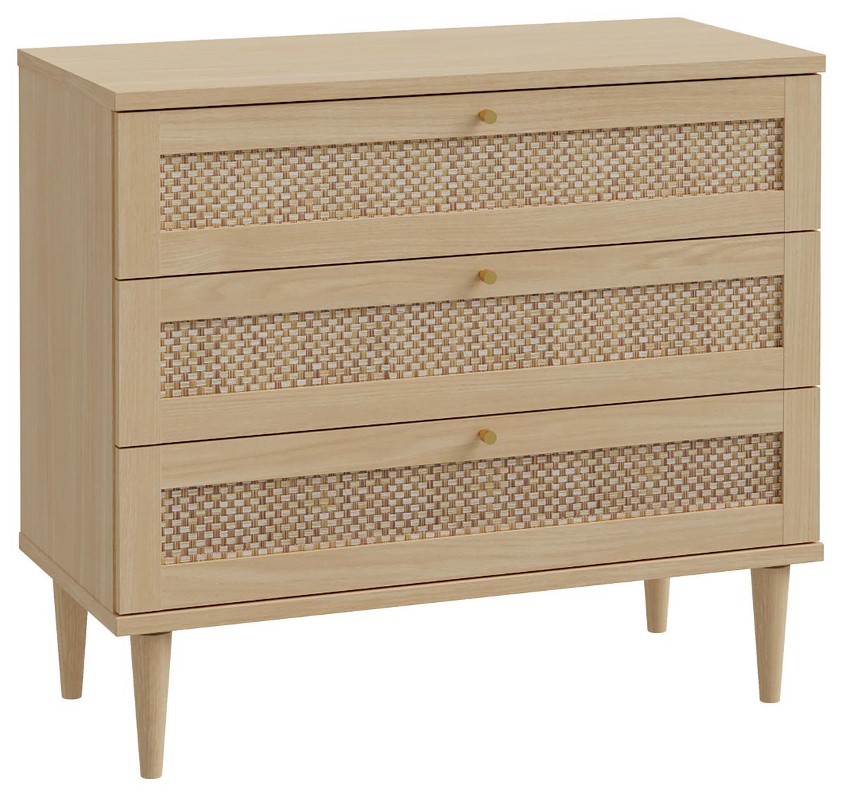 Komoda Calasetta - boje hrasta/zlatne boje, Natur, drvni materijal/metal (90,4/80,1/41,4cm) - Zandiara