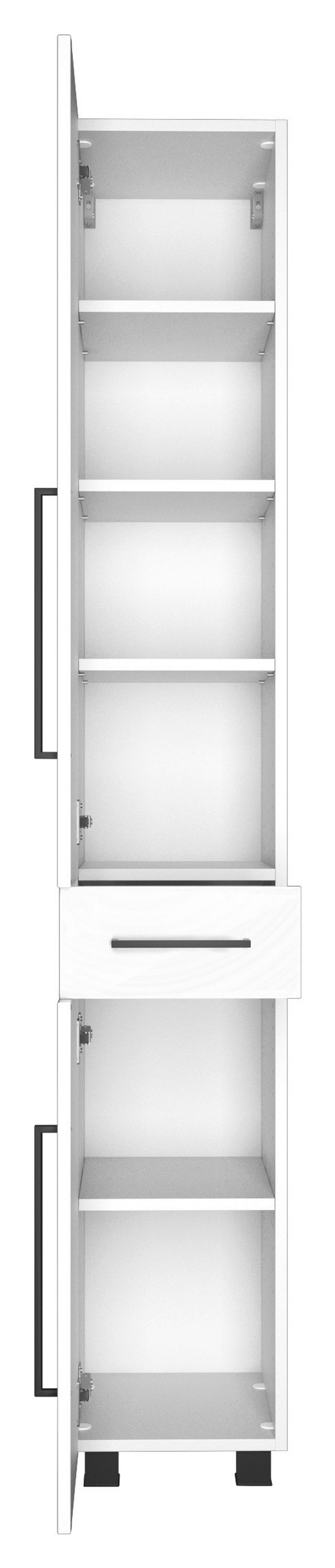 Seitenschrank in Weiss 'Luzern' - Schwarz/Weiß, KONVENTIONELL, Holzwerkstoff/Kunststoff (30/180/35cm) - Held