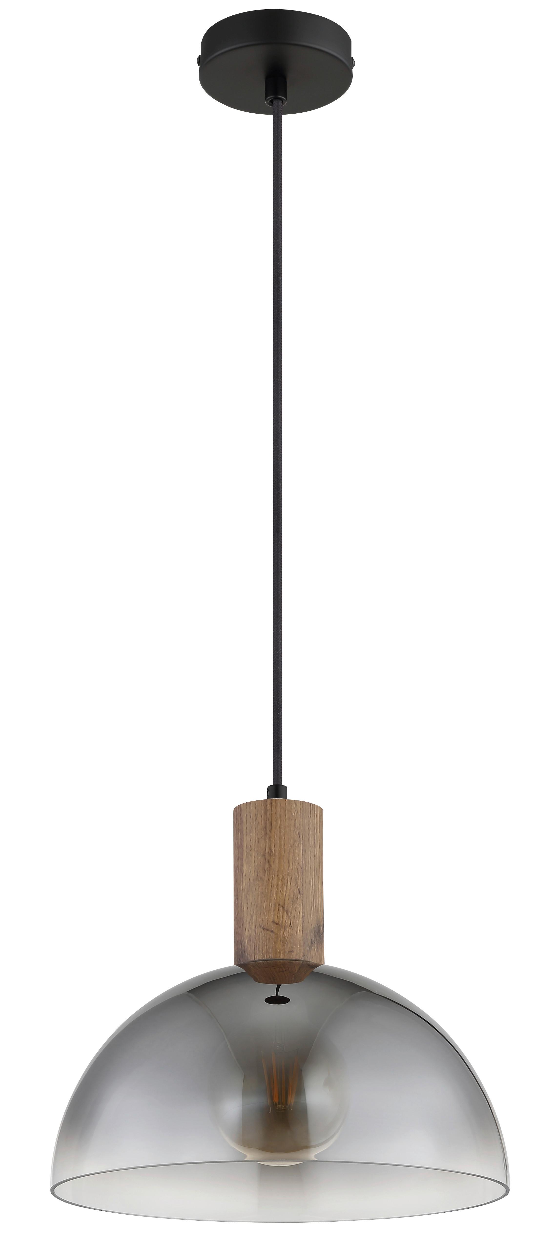 Hängeleuchte 30660146 Romy - Klar/Dunkelbraun, Design, Glas/Holz (30/120cm) - Globo