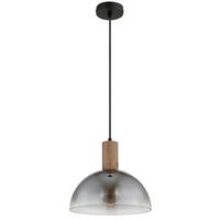 Hängeleuchte 30660146 Romy - Klar/Dunkelbraun, Design, Glas/Holz (30/120cm) - Globo