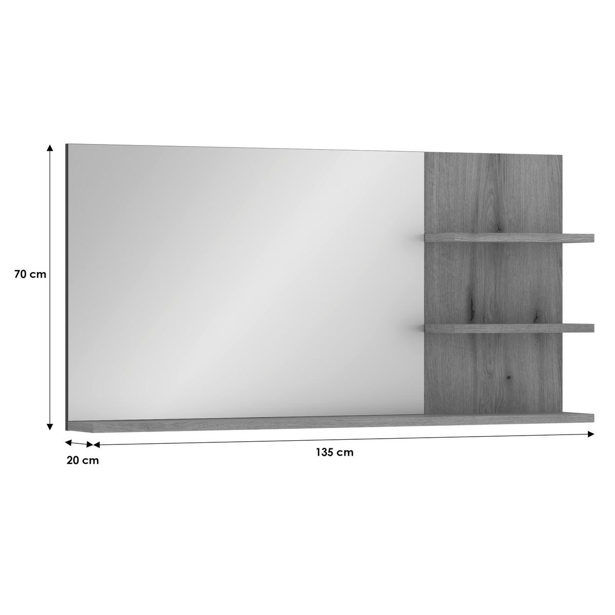 Kopalniško Ogledalo Cotia Cotll 2 - barve hrasta/antracit, Moderno, steklo/leseni material (135/70/20cm) - James Wood