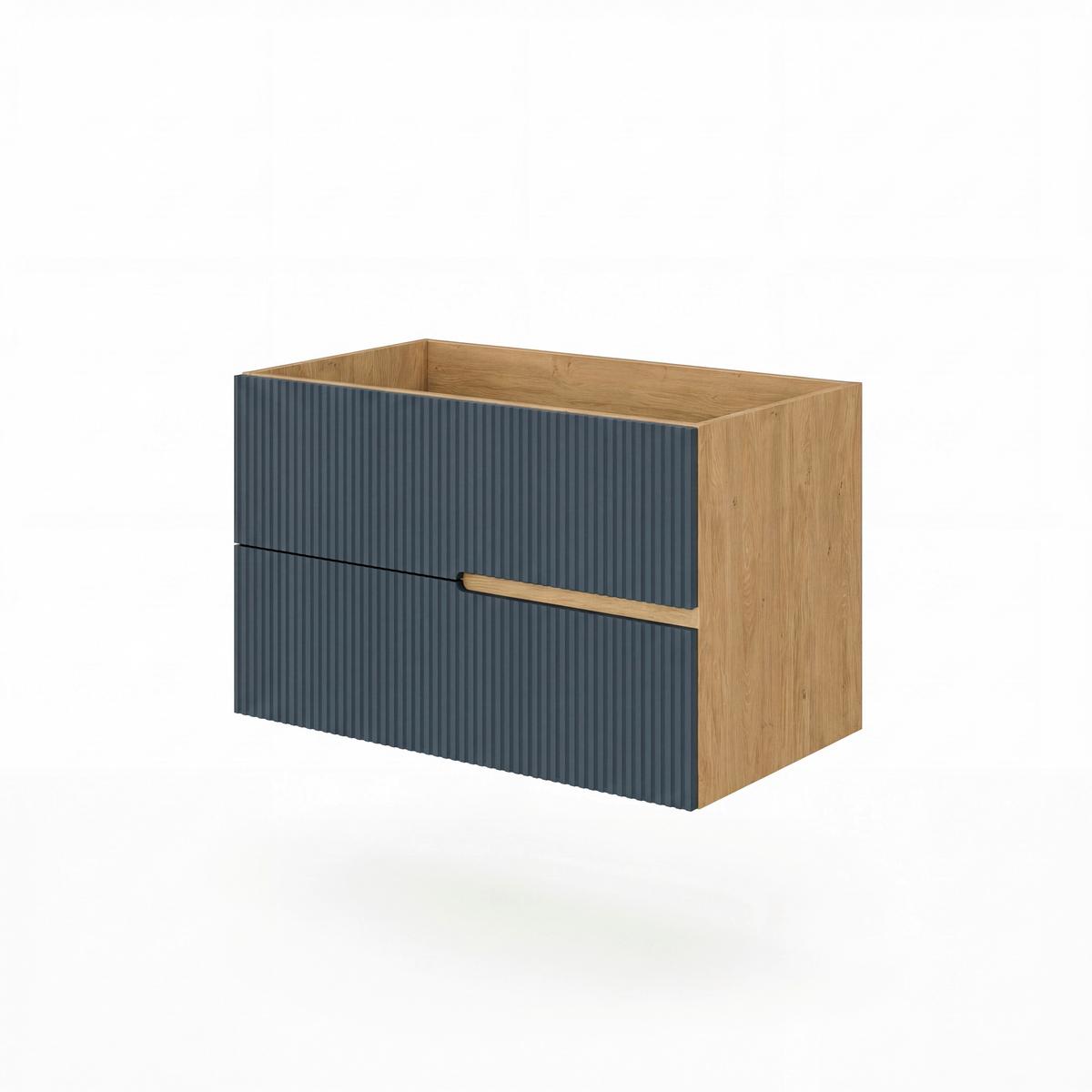 Bază pentru lavoar Eva - stejar sălbatic/albastru, Modern, material pe bază de lemn (80/51/46cm)