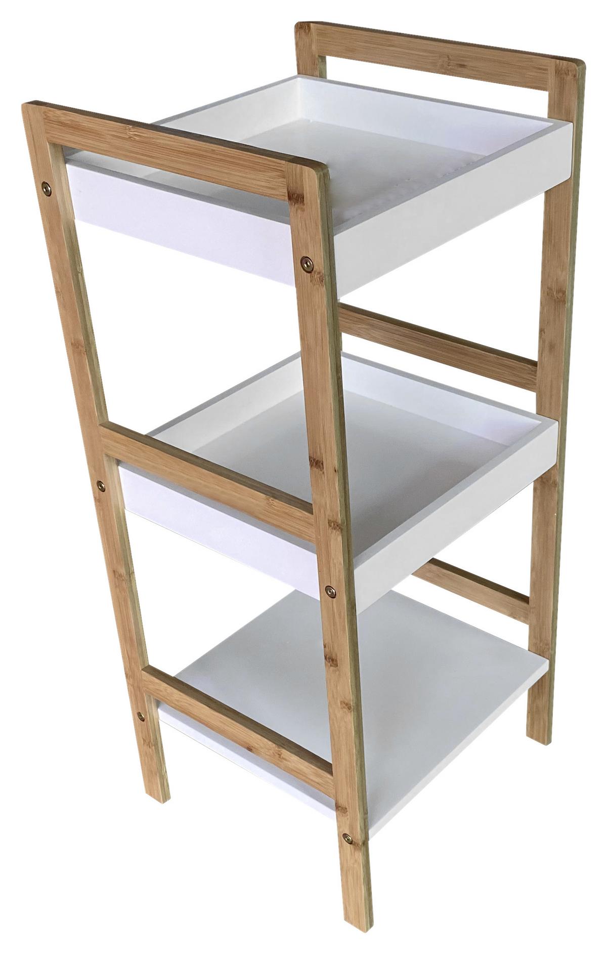 Etajeră LIANE 1 - alb/culoare natur, Modern, materiale naturale/material pe bază de lemn (36/80/33cm) - Based