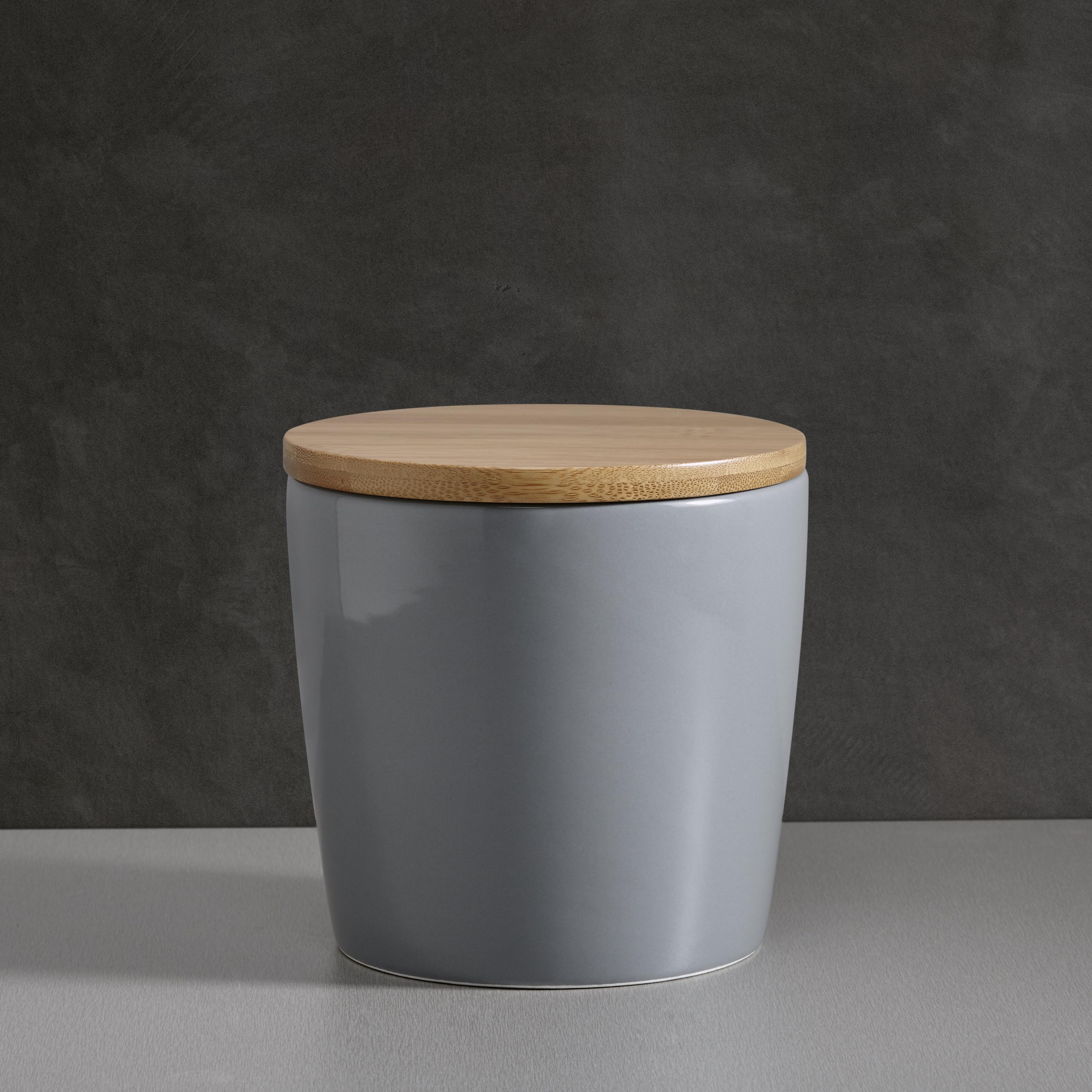 Porzellandose Haku mit Deckel, H ca. 13 cm - Naturfarben/Grau, MODERN, Holz/Keramik (13/13cm) - Bessagi Home
