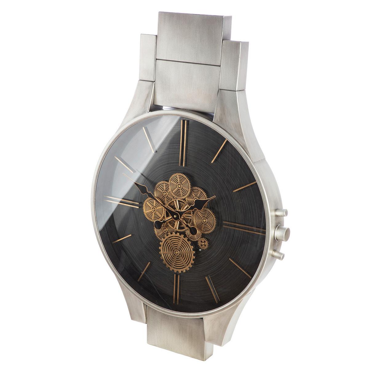 Wanduhr Timing Silber Schwarz/Silber/Goldfarben - Silberfarben/Goldfarben, Basics, Glas/Metall (62,5/99.5/8.5cm)