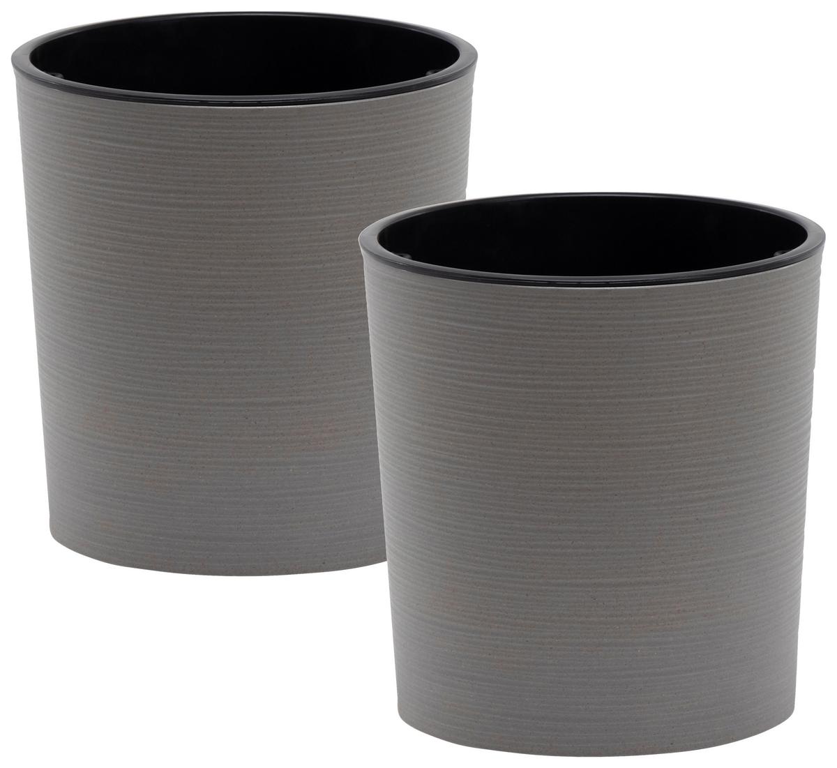 Übertopf-Set Grau, 2-teilig - Grau, Basics, Kunststoff (30/30,5cm) - Siena Garden