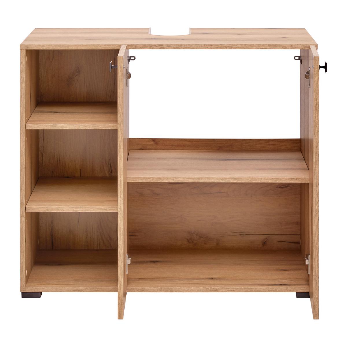 Waschbeckenunterschrank Purebliss Eichefarben - Eichefarben/Schwarz, MODERN, Holzwerkstoff/Metall (90/79/53cm) - Mömax