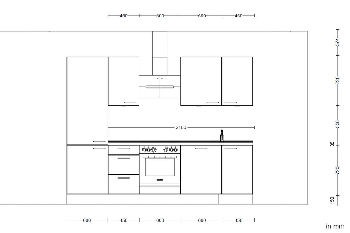 Küchenleerblock Flash High o. Geräte Weiß Hochglanz - Edelstahlfarben/Eichefarben, MODERN, Holzwerkstoff/Metall (270cm) - Nobilia