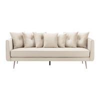Bigsofa Luis Beige Samt - Beige/Roségold, MODERN, Holz/Textil (225/87/87cm) - Bessagi Home