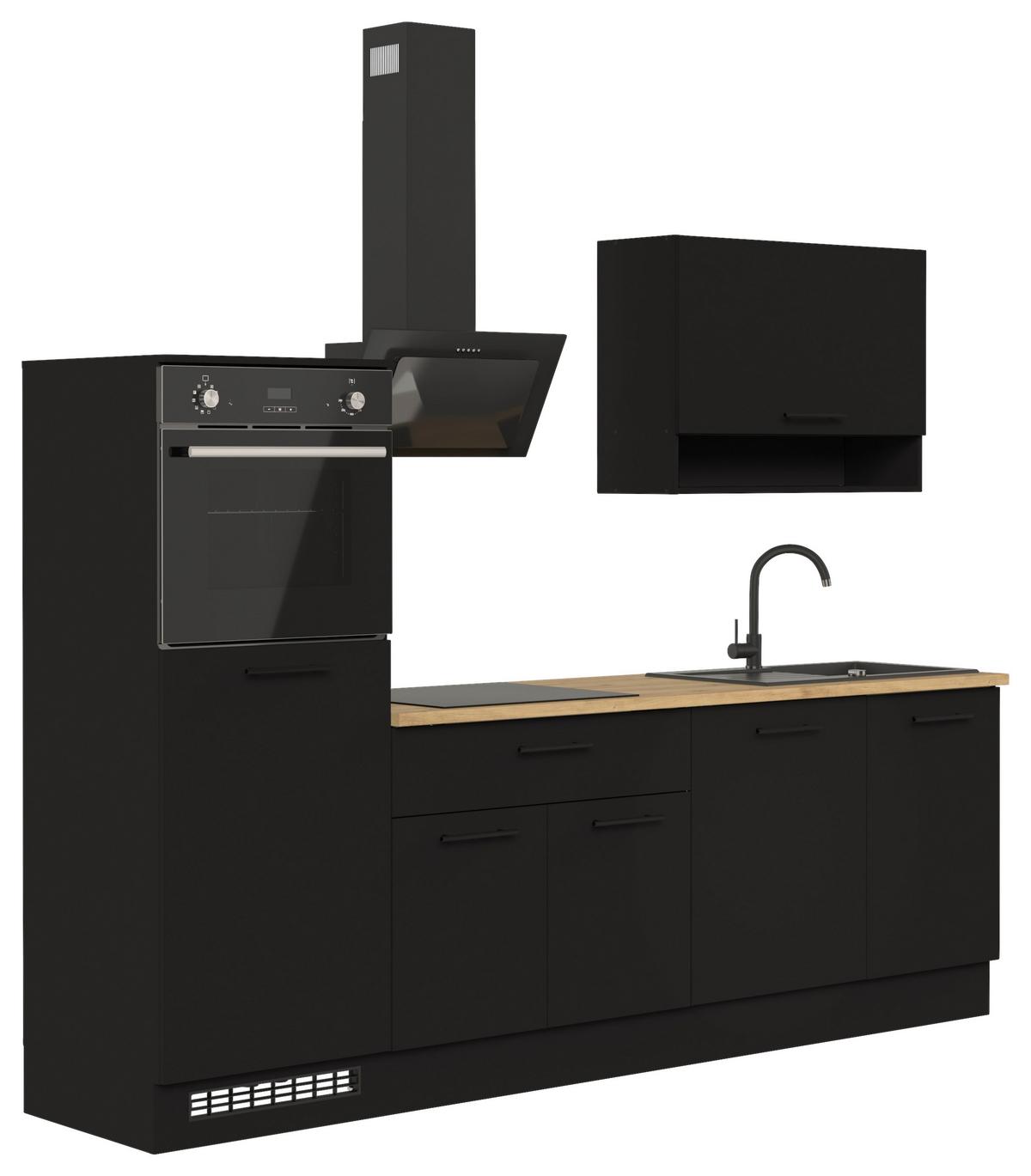 Konyhablokk Gépek Nélkül Berlin Zb 260 Black +bel. - fekete/Artisan tölgy, Design, faalapú anyag/fém (260cm) - MID.YOU