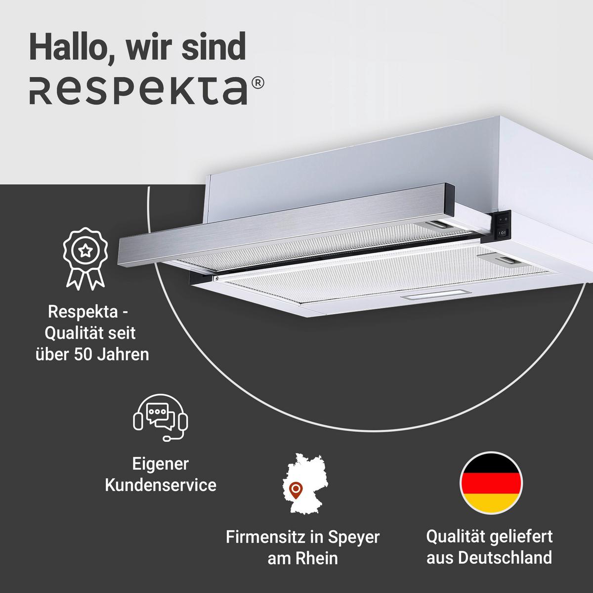 Dunstabzugshaube Tessa ca. 60/19,3/43 cm Edelstahlfarben - Edelstahlfarben, Trend, Metall (60/19,3/43cm) - Respekta