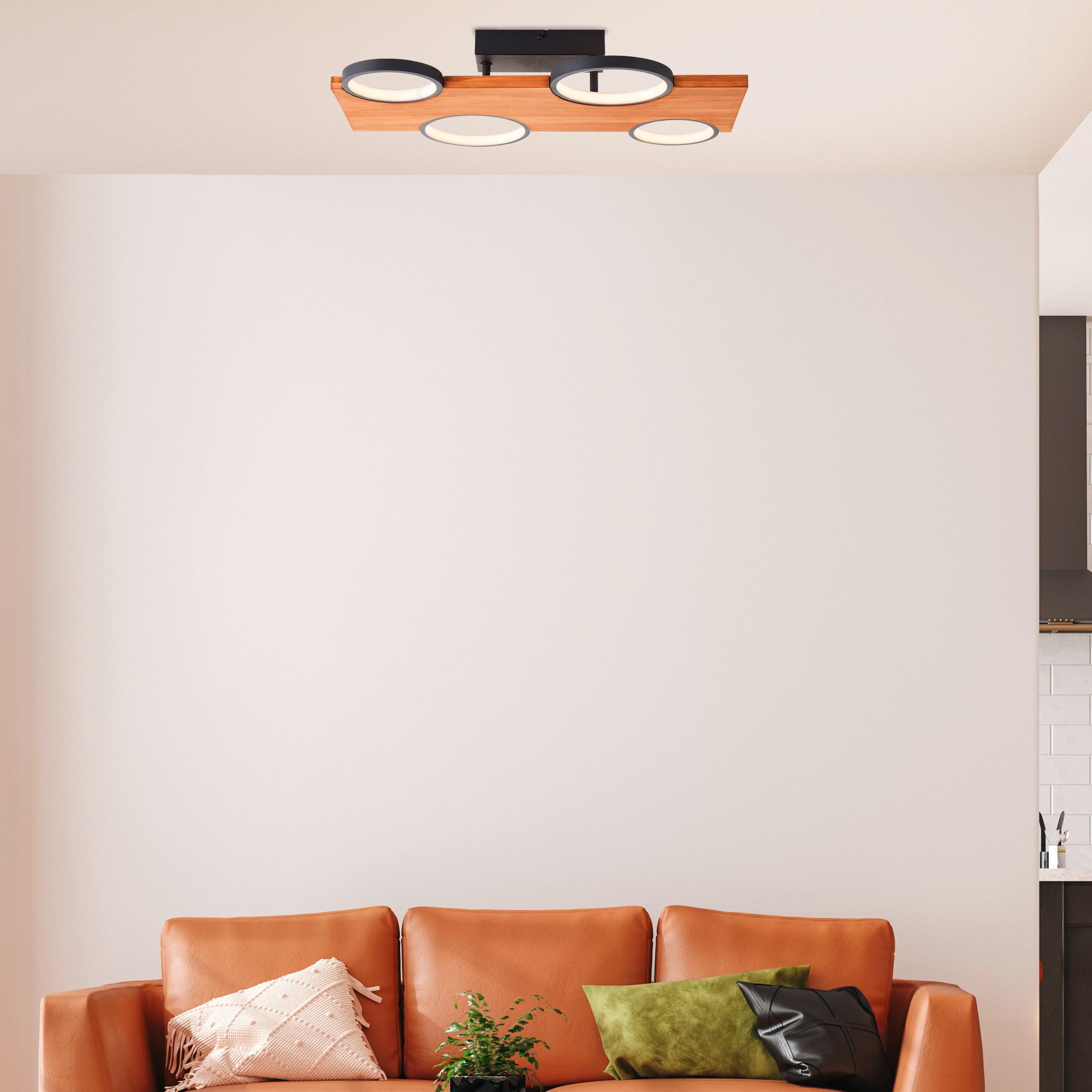 LED-Deckenleuchte Cheesy Schwarz/Hellbraun max. 28 Watt - Hellbraun/Schwarz, Natur, Holz/Metall (10,2/55/34,6cm) - Brilliant
